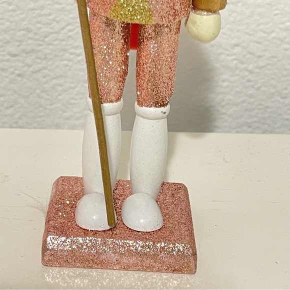 NU pink wooden glittery Christmas nutcracker holiday decor gift Xmas gift - Picture 6 of 10